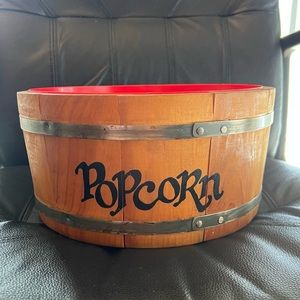 VINTAGE SPAULDING & FROST CO. Wooden Popcorn Barrel Bowl Dish Bucket Movie Night
